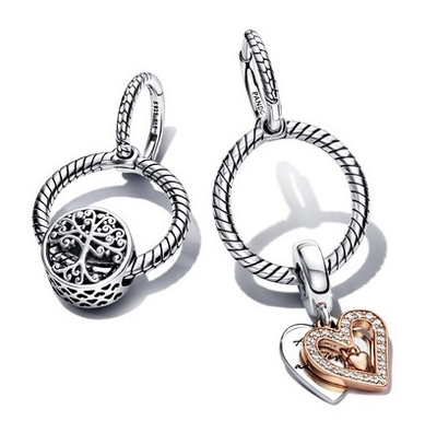 Vathë për femra Pandora Double Hoop Earrings, të argjendtë