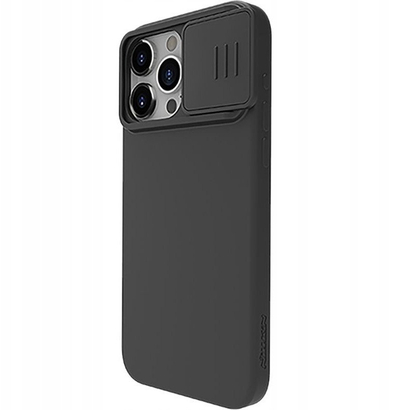 Mbulesë telefoni NILLKIN CamShield Silky, për iPhone 15 Pro Max dhe 15 Plus, silikoni, e zezë