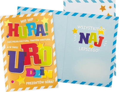 Kartolinë urimi Dream Cards B6 Hip Hip Hooray, me zarf, shumëngjyrëshe