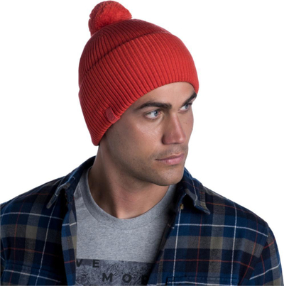 Kapelë dimri Buff Knitted Hat, lesh merino, për burra, e kuqe