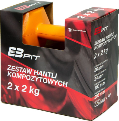 Set pesha dore EB Fit Dumbbells 1027029, 2 x 2 kg, bituminoze, të zeza