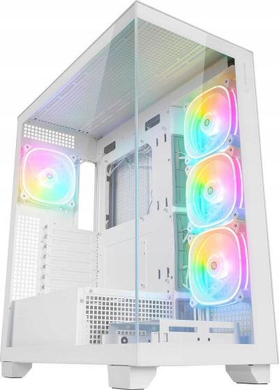 Kasa PC Rampage Hydra V1, me ARGB Fan Hub, USB C, e bardhë