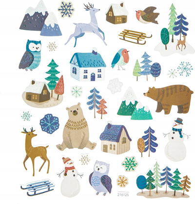 Stickerë dekorativë Dalprint Winter Landscape, me shkëlqim, motive dimri, me ngjyra