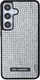 Kllëf telefoni Karl Lagerfeld Rhinestone Metal Logo për Galaxy S24, TPU PC, argjend