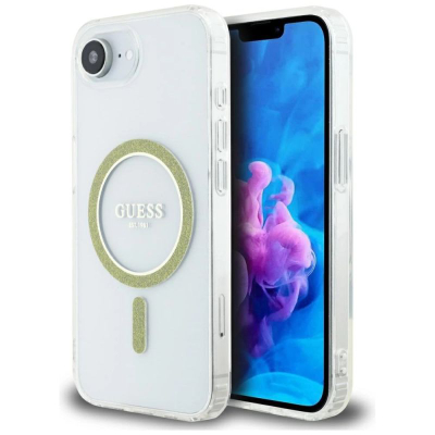 Заштитна маска Guess MagSafe за iPhone 16e, TPU и поликарбонат, транспарентна