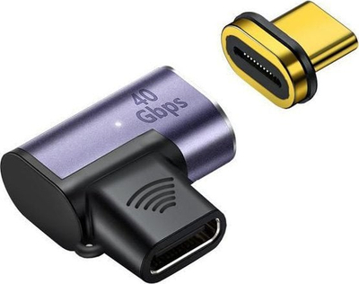 Adapter USB MicroConnect MC-USB4CCMF-MAGNETIC, USB-C në USB-C, 40 Gbps, argjendtë