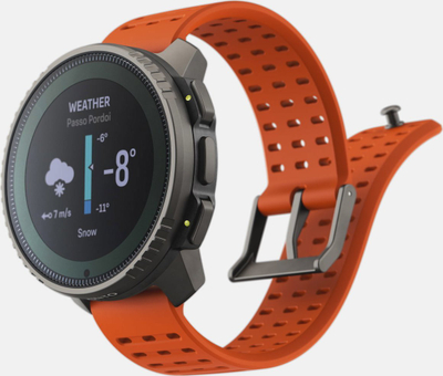 Orë sportive Suunto Vertical Titanium Solar Canyon me GPS, karikim me diell, portokalli