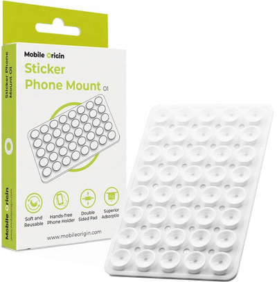Mbajtëse telefoni Mobile Origin O1, me ngjitje, universale, transparente e bardhë