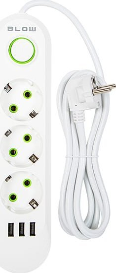 Shirit rryme BLOW PS-320, 3 presa, 3x USB, i bardhë