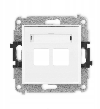 Mekanizëm prizë multimediale e dyfishtë Karlik ICON Double, keystone, pa module, e bardhë
