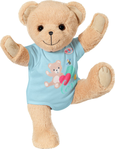 Lodër ari pelushi Baby Born Bear, me fletore shoqnije, me romper blu