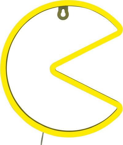 Dritë murale Pac Man LED Neon për mur, 21.5 cm, me USB, e verdhë
