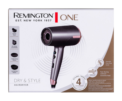 Tharëse flokësh Remington One Dry & Style D6077, 4 nivele temperature, me difuzor, grafit