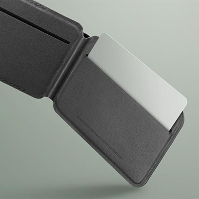Portofol magnetik Uniq Lyden DS, RFID, me mbajtës telefoni, gri me të zezë