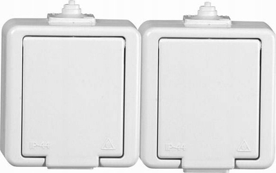 Двојна надповршинска приклучница Јантар, херметичка IP44, 16A 250V, бела