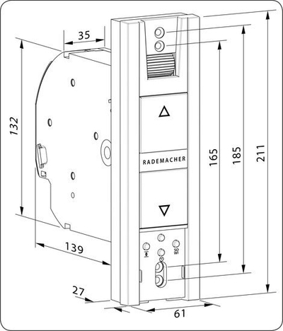 Motor për roleta Rademacher RolloTron Basic, për rrip 23 mm, për roleta deri në 6 m², i bardhë