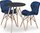 Set tavoline dhe karrige Todi Lago, tavolinë rrethore 60 cm, 2 karrige, tavolinë e zezë dhe karrige blu navy