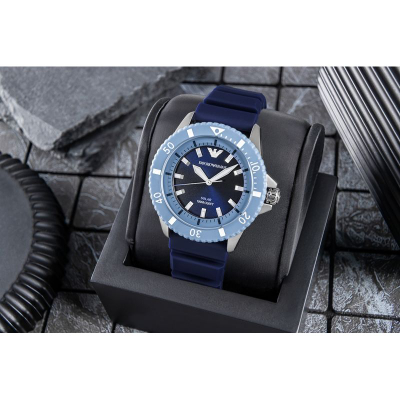 Часовник Emporio Armani AR11785 World Explorer, 42mm, соларен, син