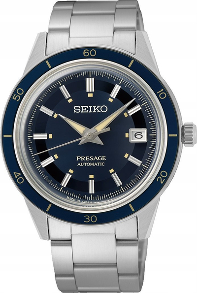 Orë dore Seiko Presage automatike, 40.5mm, për burra, e kaltër