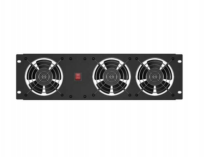 Panel ftohës vertikal Lanberg 19", 3U, 3 ventilatorë, i zi