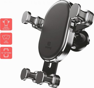 Mbajtëse telefoni për makinë Crong Gravity CRG-CH5, auto-lock, për 4.7-6.5\", e zezë