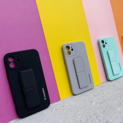 Këllëf silikoni Wozinsky Kickstand Case për Samsung Galaxy A22 4G, me këmbë mbajtëse, i zi
