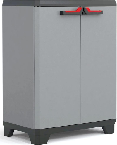 Dolap i ulët Keter Low Storage Cabinet, 90cm, plastik, gri e zezë