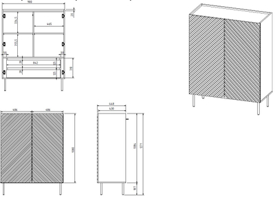 Raft librash Meblar ONDA 2D2SZ, 98x45x127 cm, jeshil
