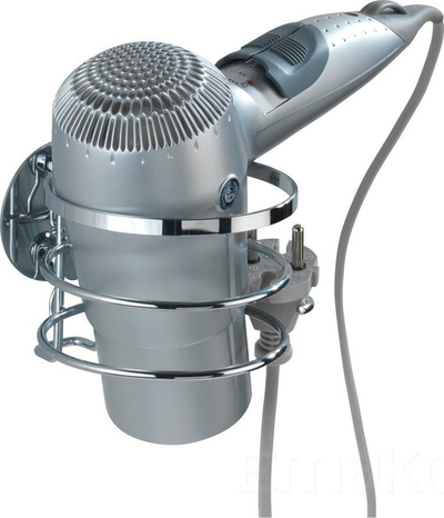 Mbajtës për tharëse flokësh Rebrilliant Meserve, inox, për mur, ngjyrë argjendtë