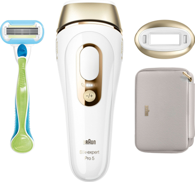 Depilator Braun Silk-expert Pro 5 PL5052, IPL, SkinPro 2.0, i bardhë e artë