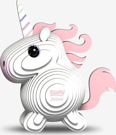 Puzzle 3D ekologjik Eugy Pink Unicorn, model njëbrirësh, shumëngjyrësh