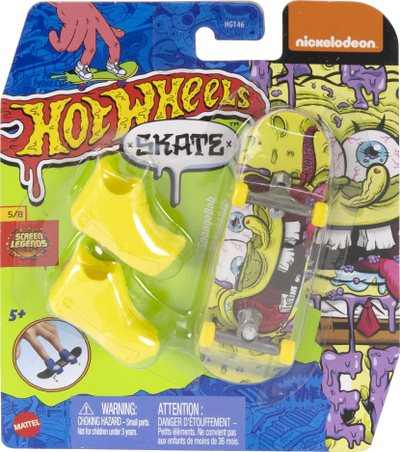 Set skateboard gishtash Hot Wheels Skate Spongebob 5/8, Mattel 2023, i verdhë