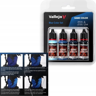 Set bojrash për miniatura Vallejo Game Color VJP72376, 8x18ml, nuanca blu