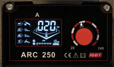 Inverter saldimi Weldman ARC 250 LCD Synergy, 250A, set standard, i kuq