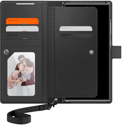 Këllëf Spigen Spigen Wallet S Plus për Samsung Galaxy S24 Ultra, i zi