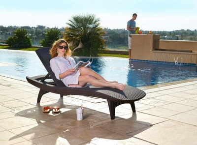 Shezlong kopshti KETER Pacific Lounger, plastikë ratan, i kafe