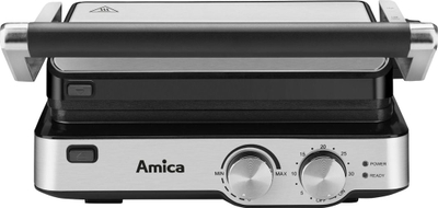 Grill elektrik Amica GK 4011, 2000W, pllaka që hiqen, çelik inox i zi