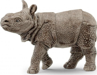 Figurinë lodër Schleich Young Indian Rhinoceros Wild Life, për kalamaj 3+ vjeç, plastike, gri