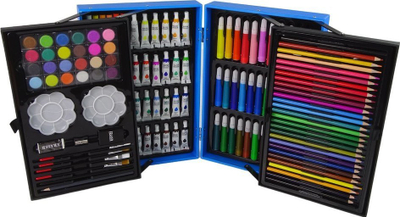 Set artistik për fëmijë Leantoys Artistic Set in Suitcase, 145 pjesë, valixhe rozë me njëbrirësh