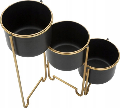 Stendë për vazo Goldy, 3 nivele, metal, 68x22.5x55 cm, ari me t’zezë
