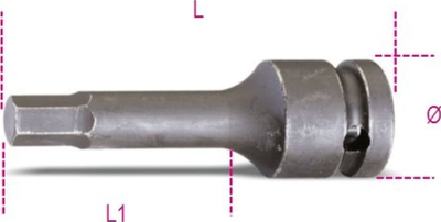 Bit goditës Beta Tools 720ME, 1/2" square drive, 17 mm