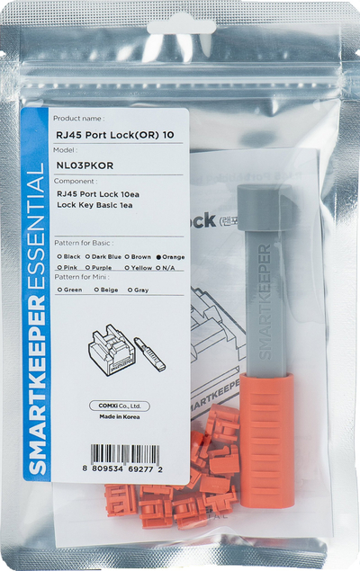Bllokues porte RJ45 Smartkeeper Basic, set 1 çelës 10 mbulesa, portokalli