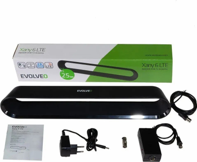 Antenë e brendshme EVOLVEO Xany 6 LTE, DVB-T2 aktive, me filtër LTE, e zezë