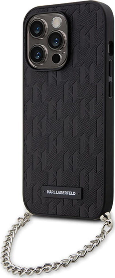 Mbulesë telefoni Karl Lagerfeld KLHCP14LSACKLHPK për iPhone 14 Pro, hardcase Saffiano, e zezë