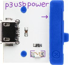 Modul furnizimi USB LittleBits Electronics USB Power, për projekte elektronike, i bardhë