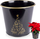 Vazo dekorative metali Plant Pot, 20.5x18 cm, e zezë, detaje ari