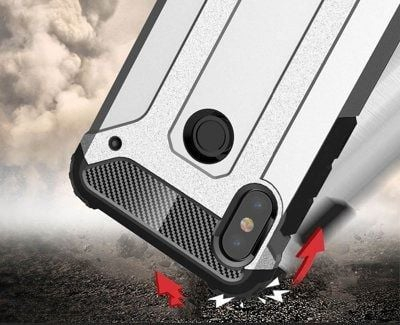 Futrollë Armor Case për Xiaomi Mi A2 Lite Redmi 6 Pro, mbrojtëse hibride, antishok, ngjyrë gold
