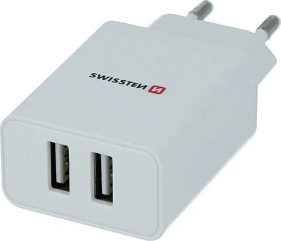 Karikues muri Swissten 2.1A Power Travel Charger, 2x USB, prizë EU, i bardhë