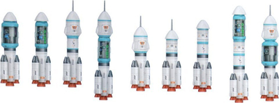 Set lodrash raketë kozmonautike Leantoys Space Rocket, 20 pjesë, 75cm, bardh e kaltër