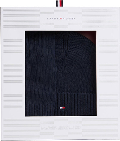 Set për meshkuj Tommy Hilfiger, doreza + kapele, i kaltër